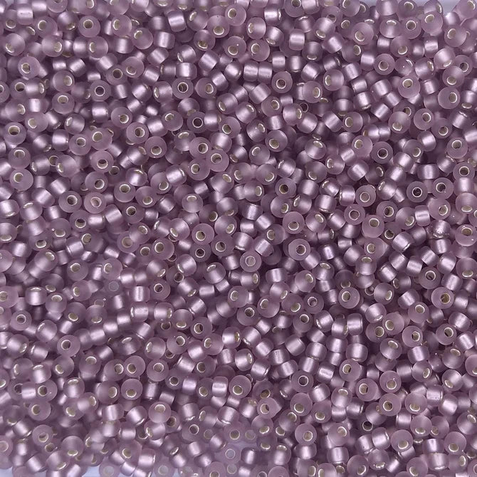 0012F - 50g Size 11/0 Miyuki seed beads in Matt Silver lined Smoky Amethyst