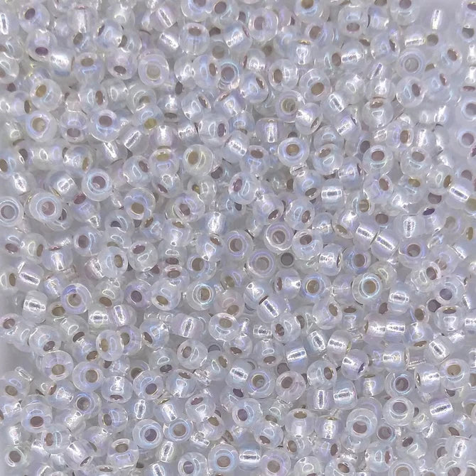 1001 - 50g Size 8/0 Miyuki seed beads in Silver lined Crystal AB