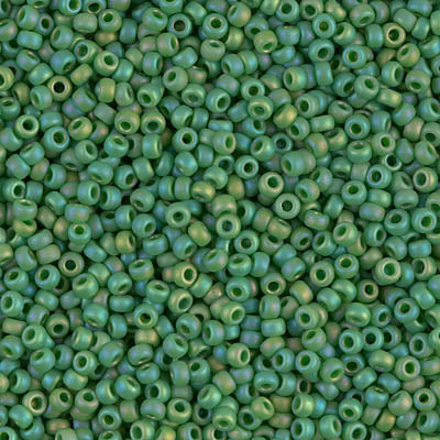 0411FR - 10g Size 11/0 Miyuki seed beads in Matt Green AB