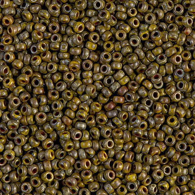 4519 - 10g Size 11/0 Miyuki seed beads in Opaque Yellow Picasso