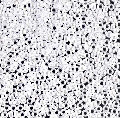 10g Size 11/0 Matsuno seed beads in Opaque Pearl White AB