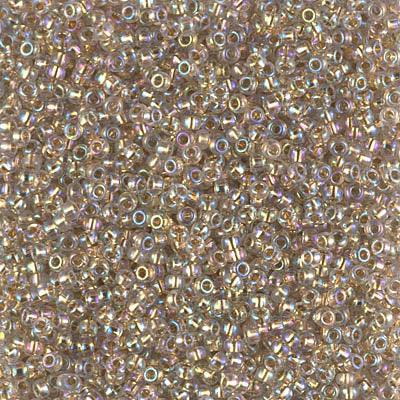 0982 - 5g Size 11/0 Miyuki seed beads in 24kt Gold lined Pale Grey AB