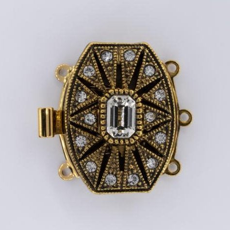 Neumann Antique Gold clasp with 3 rows 14462 - 22x16mm