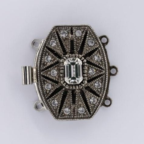 Neumann Antique White Bronze clasp with 3 rows 14462 - 22x16mm