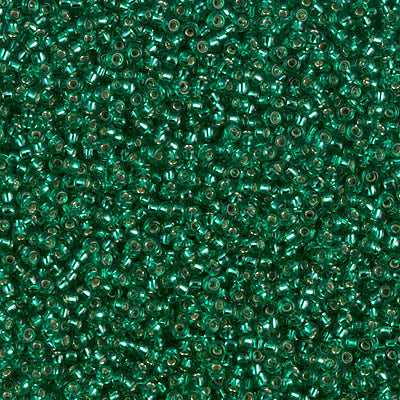 0017 - 5g Size 15/0 Miyuki seed beads in Silver lined Emerald