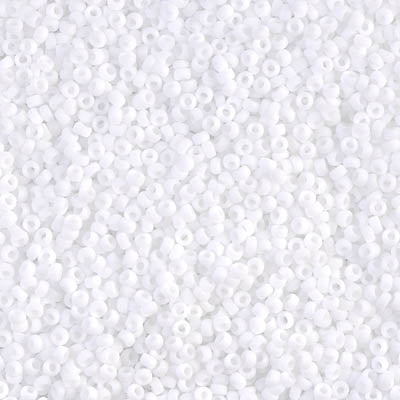 0402F - 25g Size 15/0 Miyuki seed beads in Matt Opaque White