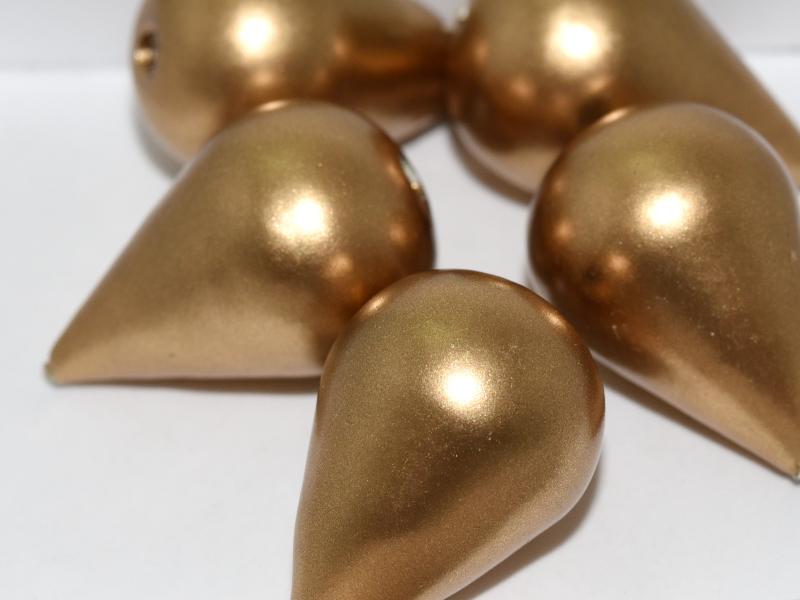 001 - Paper Mache drop bead in Gold (27x18mm)