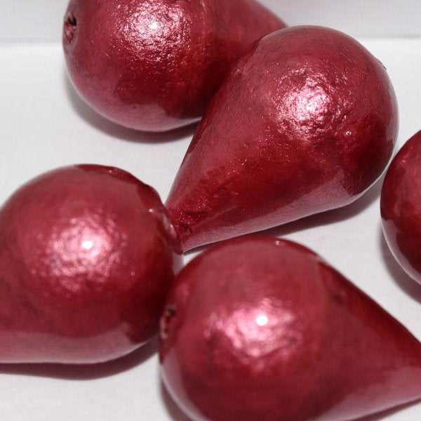 817 - Paper Mache drop bead in Rose Pink (27x18mm)