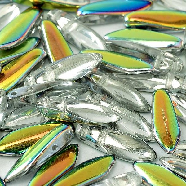 10 x two hole daggers in Crystal Vitrail (5x16mm)