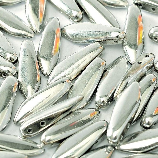 10 x two hole daggers in Full Silver (5x16mm)