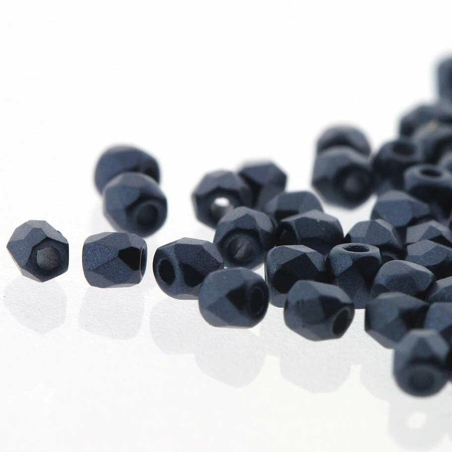 50 x True 2mm faceted beads in Pastel Montana Blue