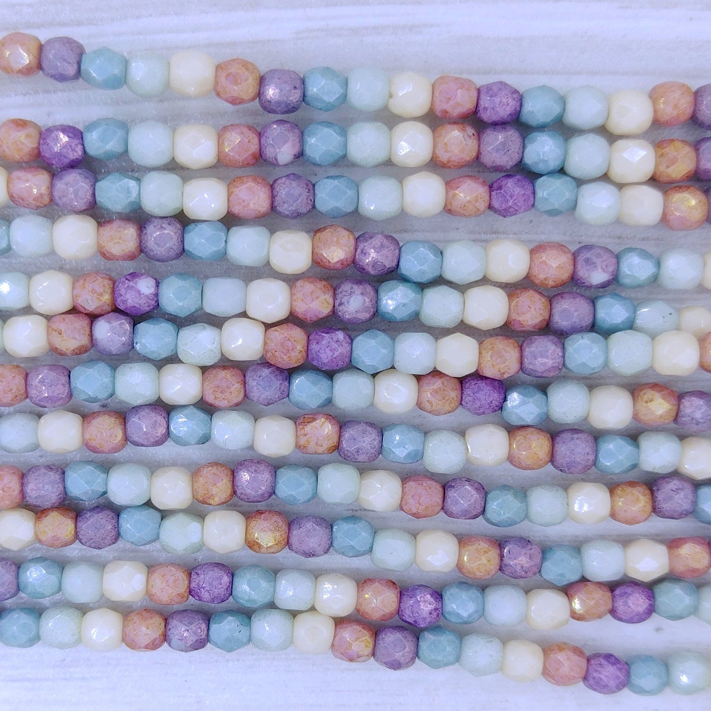 50 x 3mm faceted beads in Opaque Spring Mix