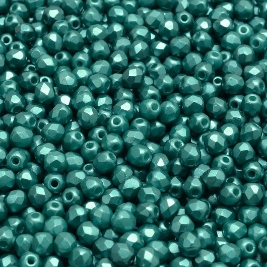 50 x 3mm faceted beads in Pearl Coat Teal