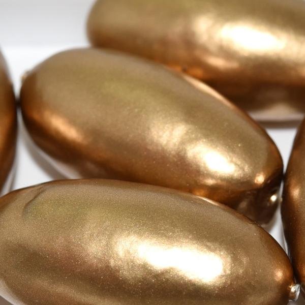 001 - Paper Mache olive bead in Gold (40x18mm)