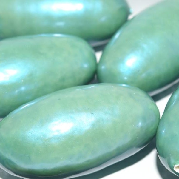 217 - Paper Mache olive bead in Jade Pearl (40x18mm)