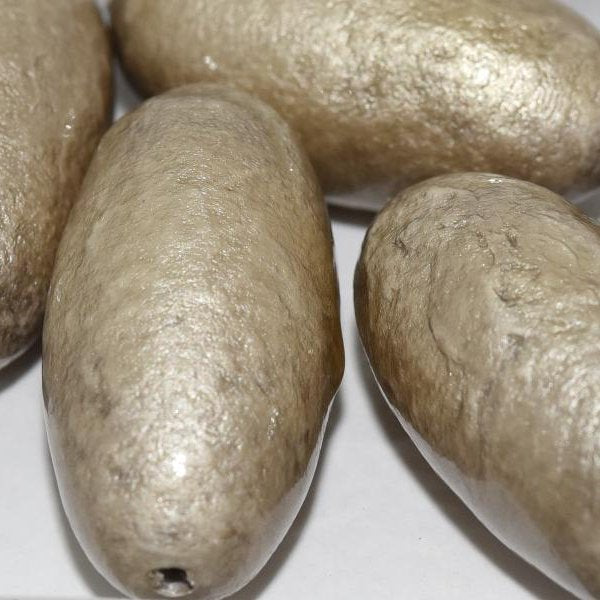 812 - Paper Mache olive bead in Light Grey (40x18mm)