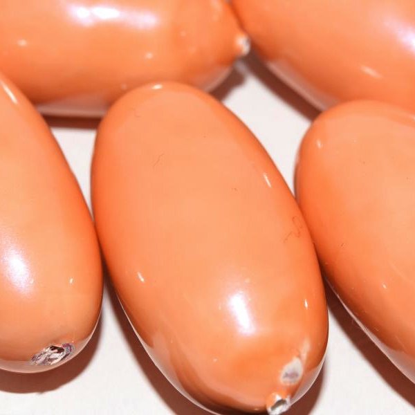 231 - Paper Mache olive bead in Orange (40x18mm)