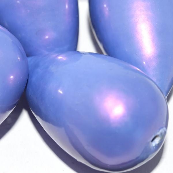223 - Paper Mache drop bead in Amethyst Pearl (40x23mm)