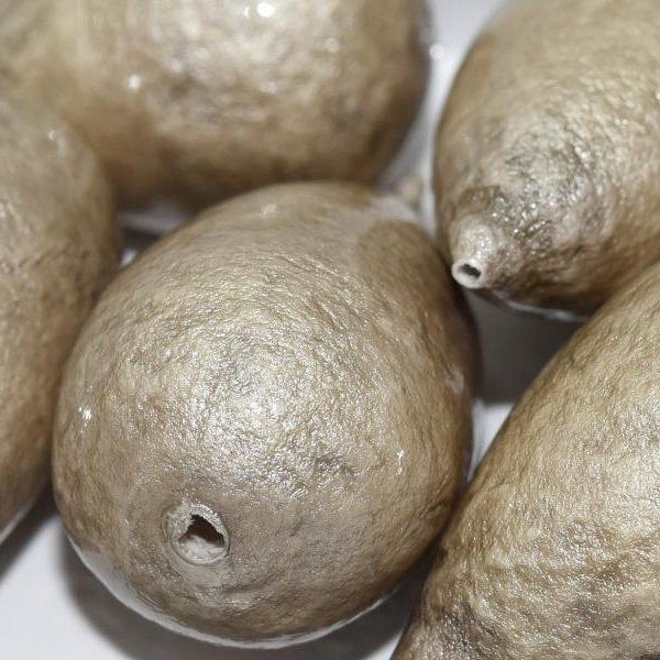 812 - Paper Mache drop bead in Light Grey (40x23mm)