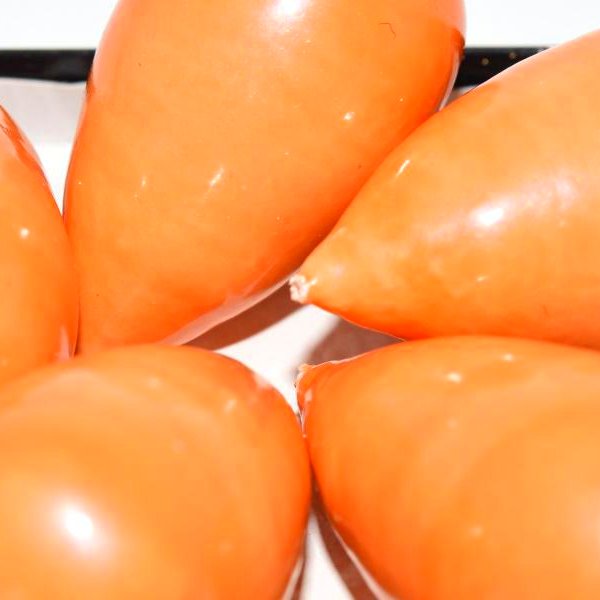 231 - Paper Mache drop bead in Orange (40x23mm)