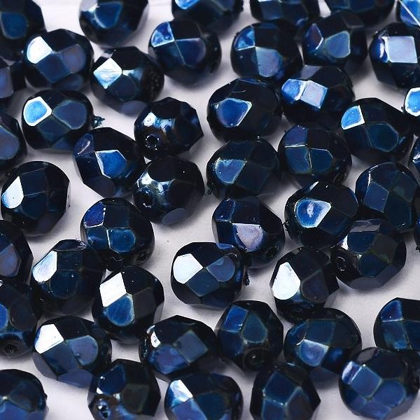 50 x 4mm faceted beads in Heavy Metal Dark Blue