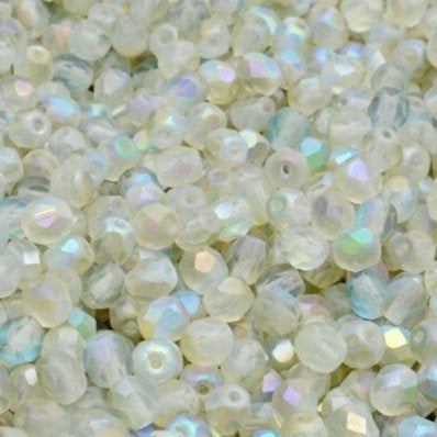 50 x 4mm faceted beads in Green Rainbow