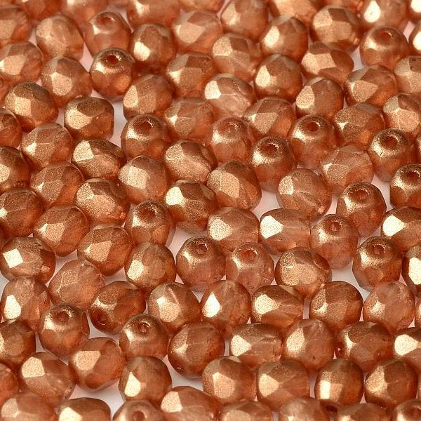 50 x 4mm faceted beads in Gold Touch Tangerine