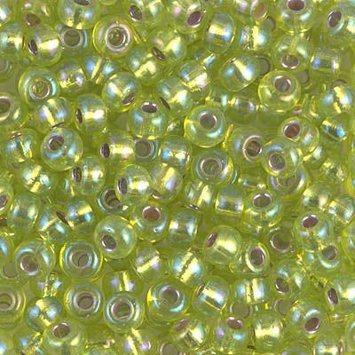1014 - 10g Size 6/0 Miyuki seed beads in Silver lined Chartreuse AB