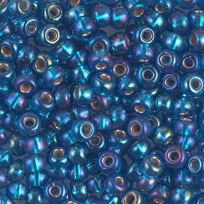 1025 - 10g Size 6/0 Miyuki seed beads in Silver lined Capri Blue AB