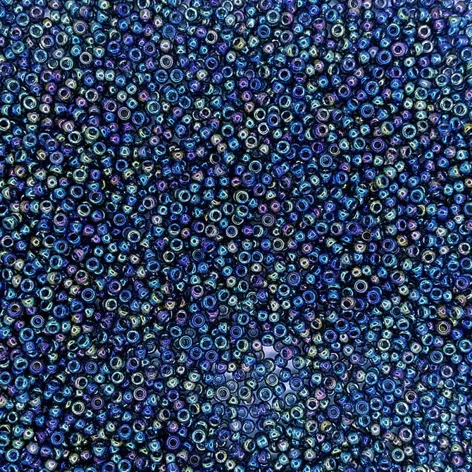 2459 - 50g Size 11/0 Miyuki seed beads in Transparent Dark Blue Rainbow Lustre