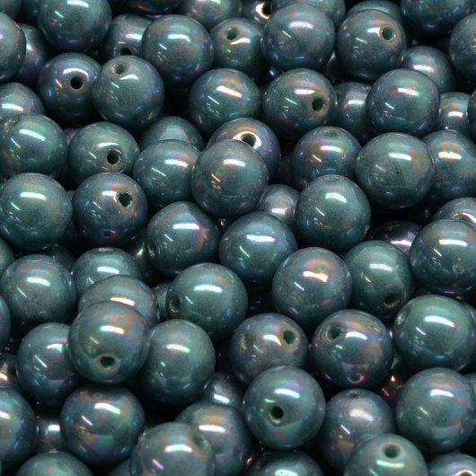 25 x 6mm round beads in Green Jade Nebula