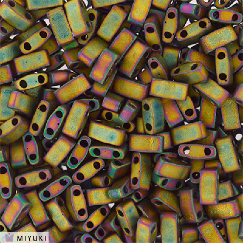 HTL2035 - 5g Half Tila beads in Matt Metallic Khaki Iris