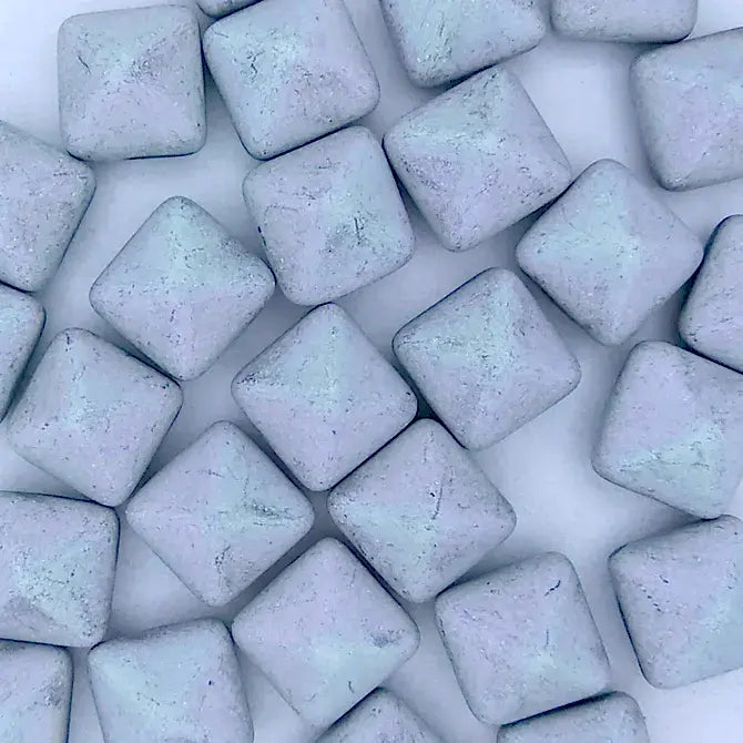 2 x 12mm pyramids in Matt Black Glittery Silver