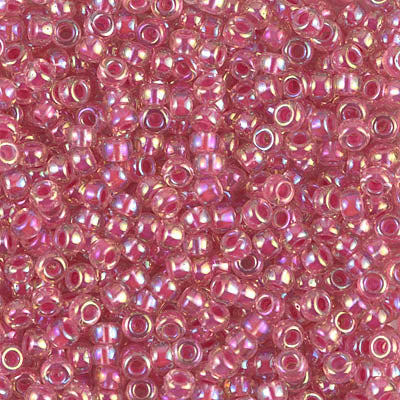 0355 - 50g Size 8/0 Miyuki seed beads in Hot Pink lined Crystal AB
