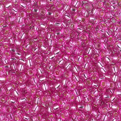 4267 - 10g Size 8/0 Miyuki seed beads in Duracoat Silver lined Pink Parfait