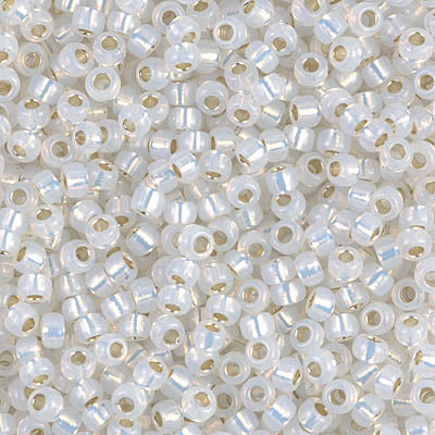 0551 - 10g Size 8/0 Miyuki seed beads in Gilt lined White Opal