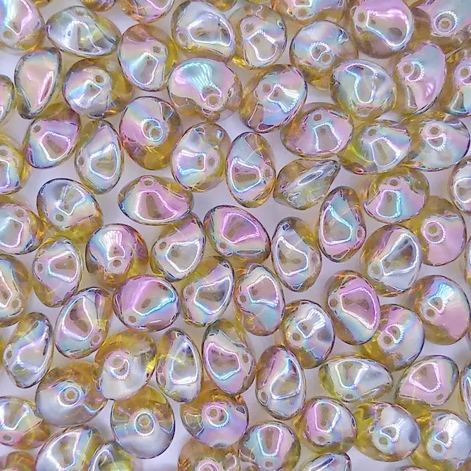 10 x UFO beads in Peridot/Full Apricot Medium