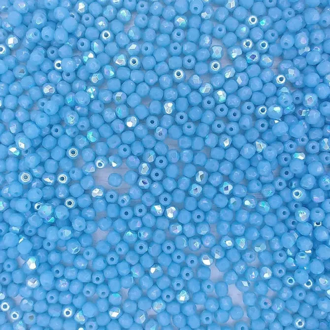 50 x 3mm faceted beads in Turquoise AB