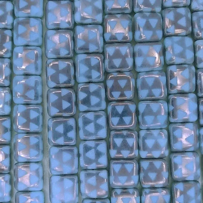 20 x 10mm squares in Light Blue with Chrome triangles