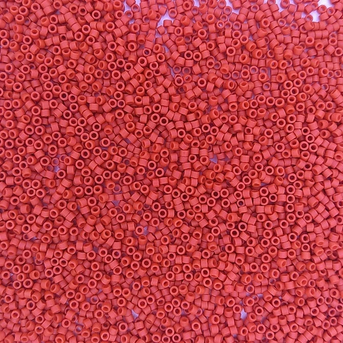 DB0795 - 25g Size 11/0 delicas in Matt Dyed Opaque Vermillion