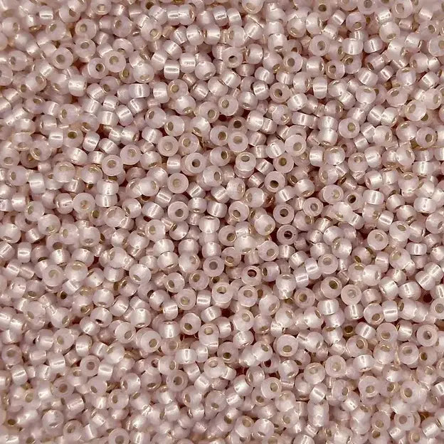 0579 - 10g Size 11/0 Miyuki seed beads in Silver lined Alabaster Dyed Blush