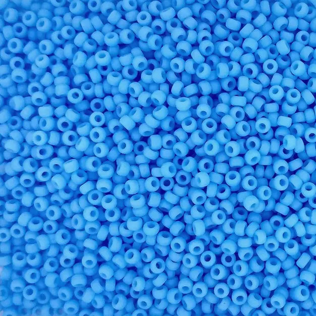 0413F - 10g Size 11/0 Miyuki seed beads in Matt Opaque Turquoise Blue
