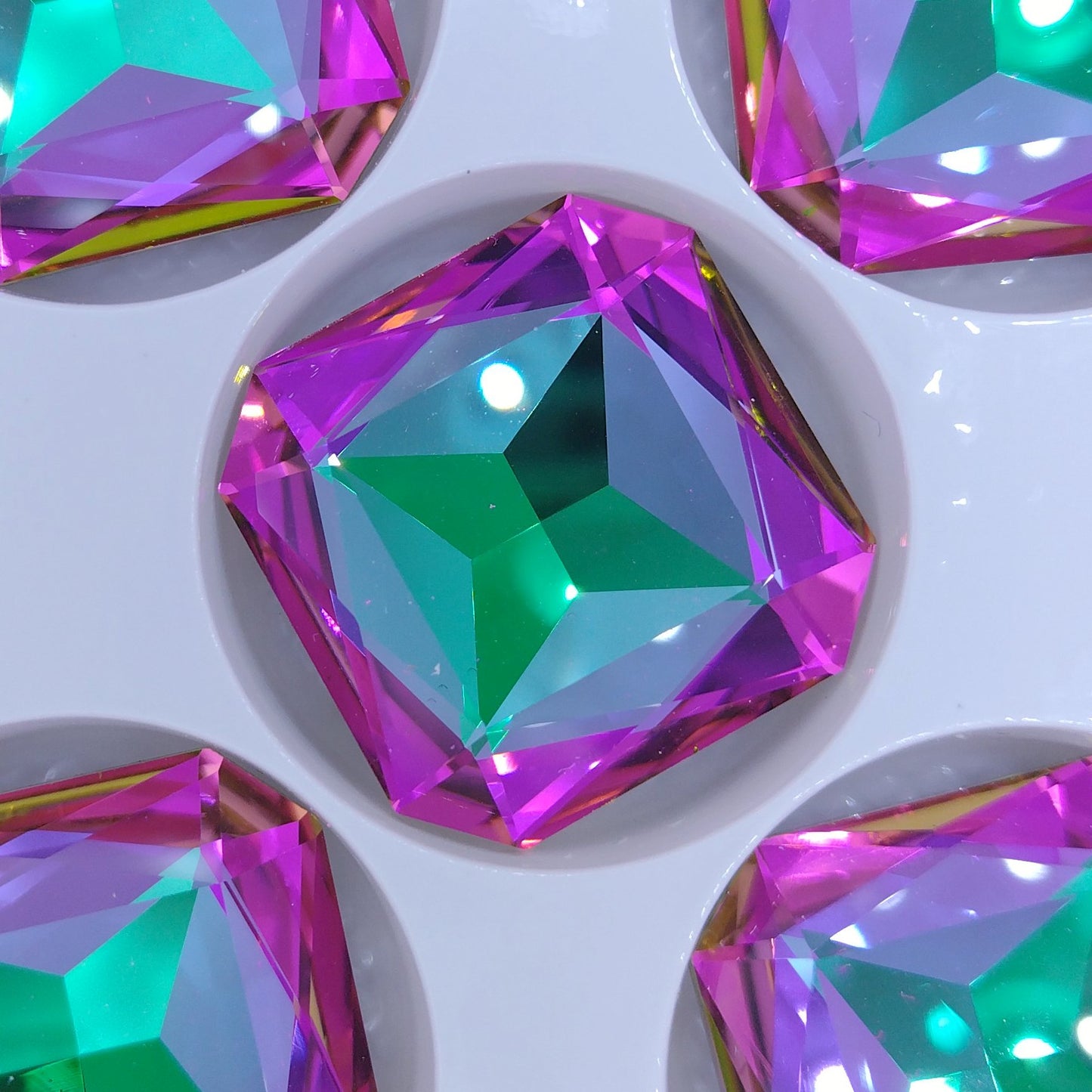 23mm square Octagon in Crystal Heliotrope (Aurora)