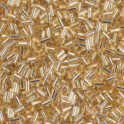 0003 - 10g x 3mm Miyuki Bugles in Silver lined Gold