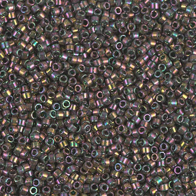 DB0127 - 1g Size 11/0 delicas in Forest Green Rainbow Gold Lustre