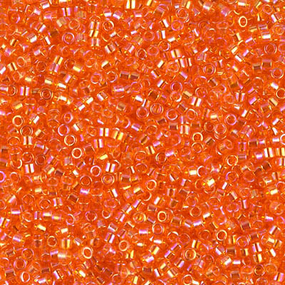 DB0151 - 5g Size 11/0 delicas in Transparent Orange AB