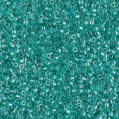 DB0238 - 5g Size 11/0 delicas in Green Aqua Lustre lined Crystal