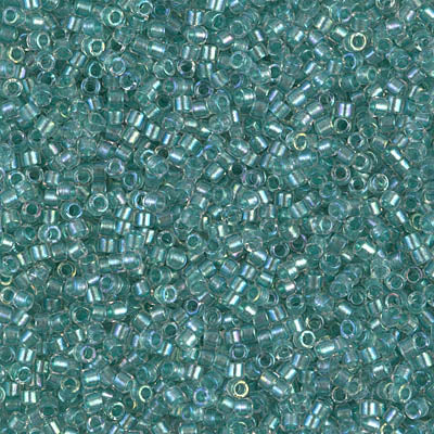 DB1767 - 5g Size 11/0 delicas in Aqua Green lined Crystal AB