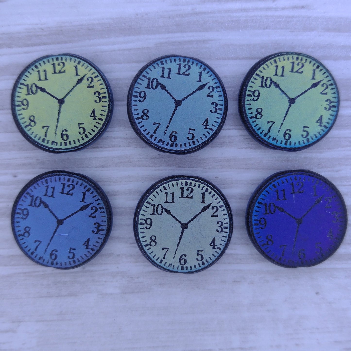 4 x 17mm disc beads in Matt Black with laser etched Watch Face