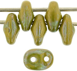 10g Superduo beads in Opaque Yellow Nebula